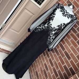 NWT Tadashi Shoji harmony dress sleeves ivory and black sequin embroidery size 6